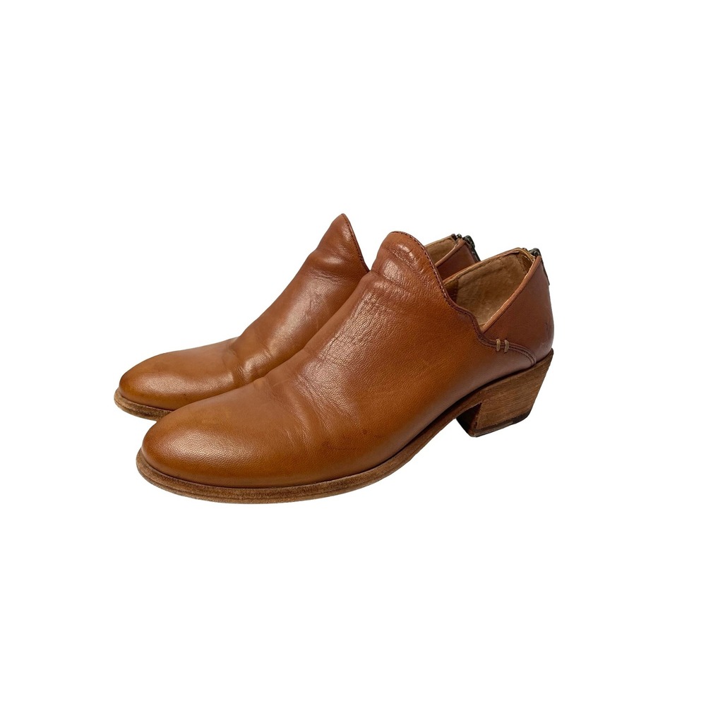 Frye Carson leather ankle shootie boots Size 9 western brown cognac
